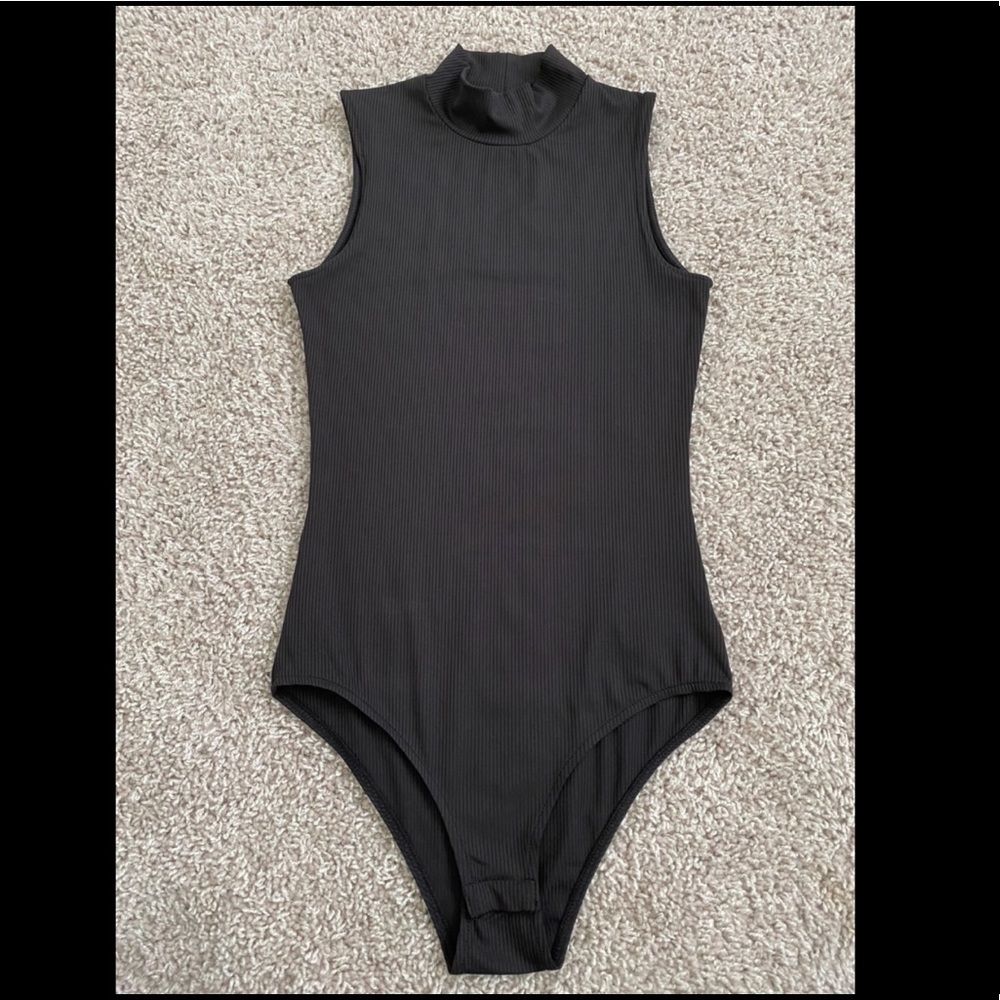 Ribbed Sleeveless Turtleneck Bodysuit